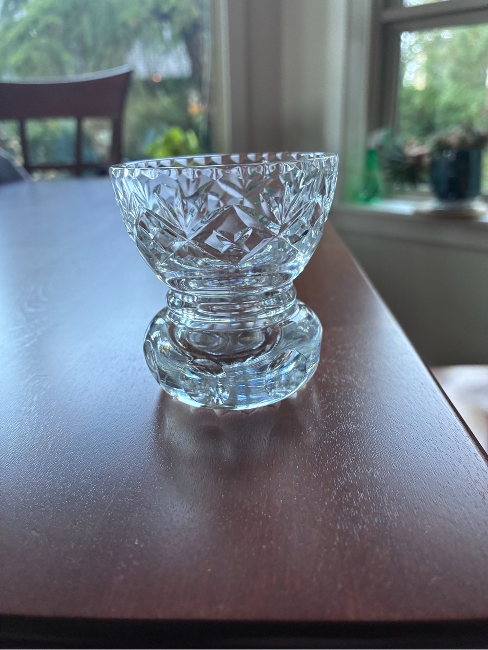 Clear Cut Crystal Accent Vase with Diamond Pattern